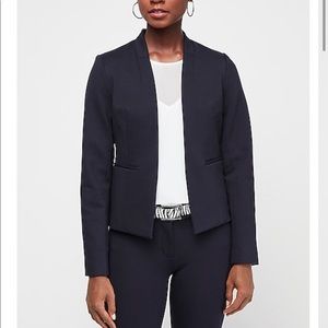 Express Inverted Collar Cropped Blazer - Navy